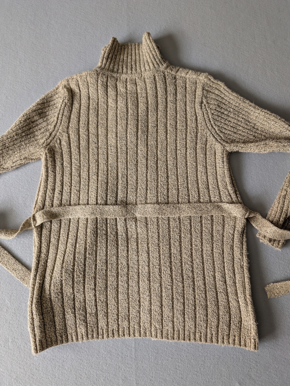 Belted Knit Cardigan Sz S Ribbed Neutral Beige Taupe Coastal Grandma Quiet Cozy image 7